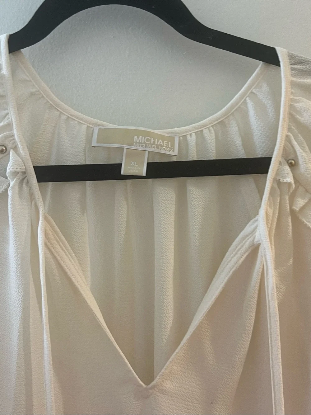 Michael Kors Cream V-Neck Long-Sleeve Peasant Blouse